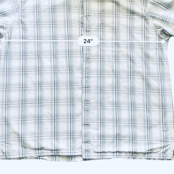 Van Heusen shirt blue white plaid XL (17-17.5) short sleeve button down collar - Picture 12 of 16